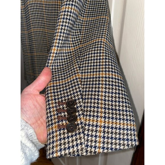 NWT Wool Express Womens Houndstooth Mid-Length Coat With Button Closure - Picture 7 of 10